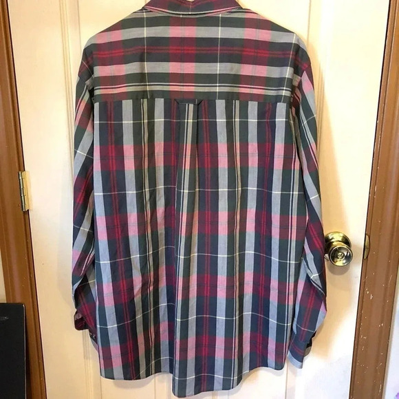 Roundtree & Yorke Multi color stripe Wrinkle Free Men Dress shirt Size L Pocket - Picture 2 of 5